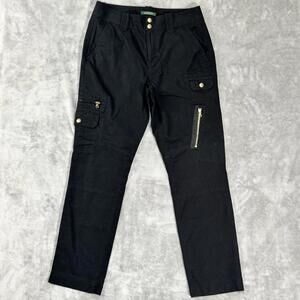 Lauren Ralph Lauren Women's Cargo Pants Size 8 Black Utility Zip Pocket Polo